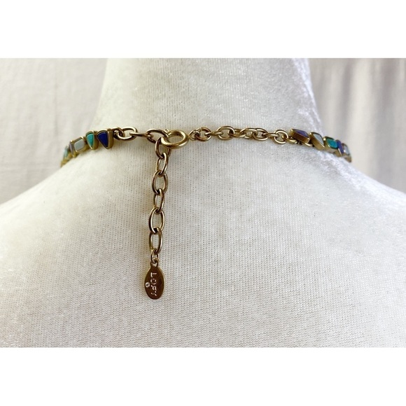 Loft faux turquoise and lapis stone look necklace - Picture 3 of 5